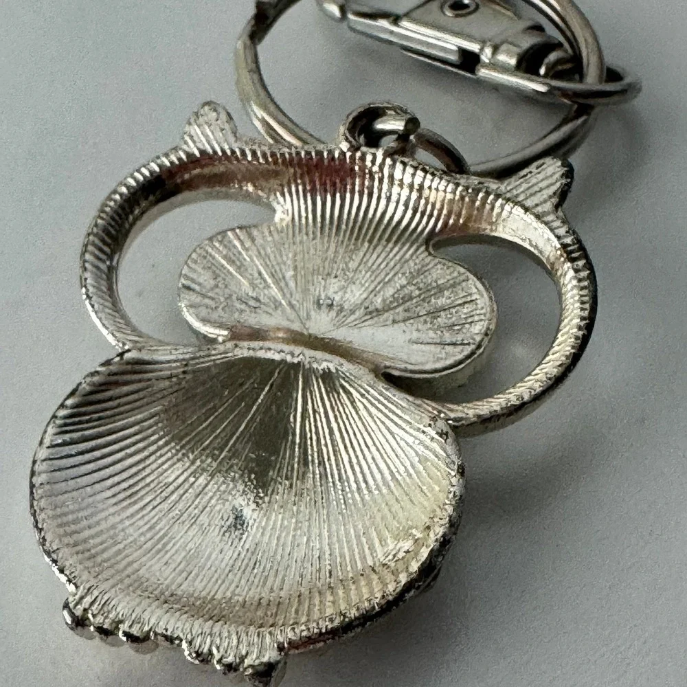 Silver Owl Rhinestone Keychain Pouch Bag Charm‎ Hanger